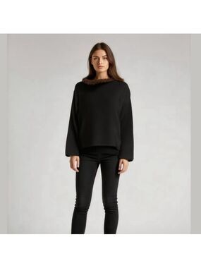 Mel & Lisa Vintage Silk Cashmere Blend Mink Fur Black Medium